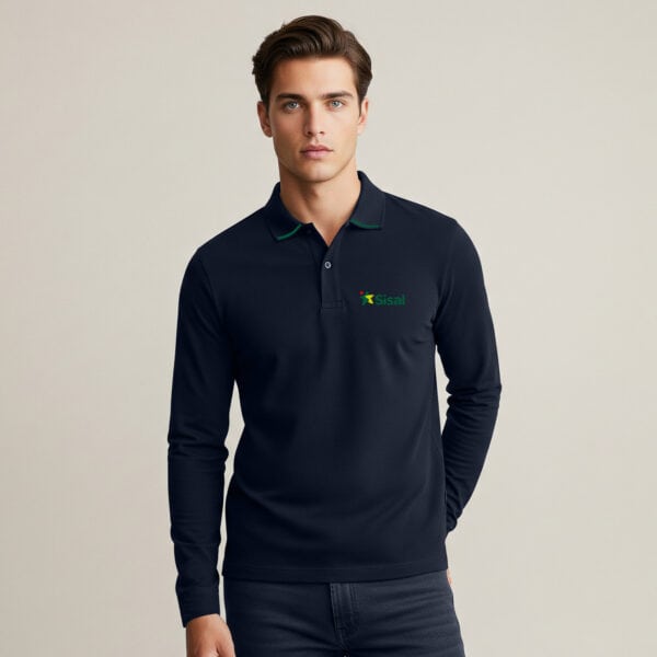 Polo uomo m/l con logo e profili